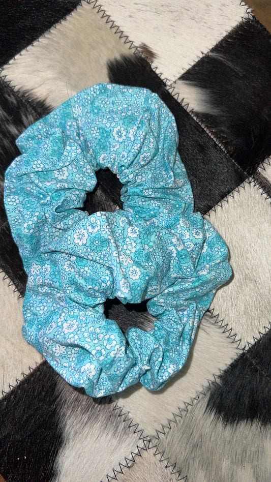 Blue Floral scrunchie