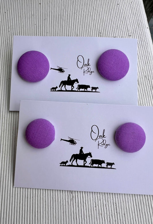 Lilac - Fabric Button Earring