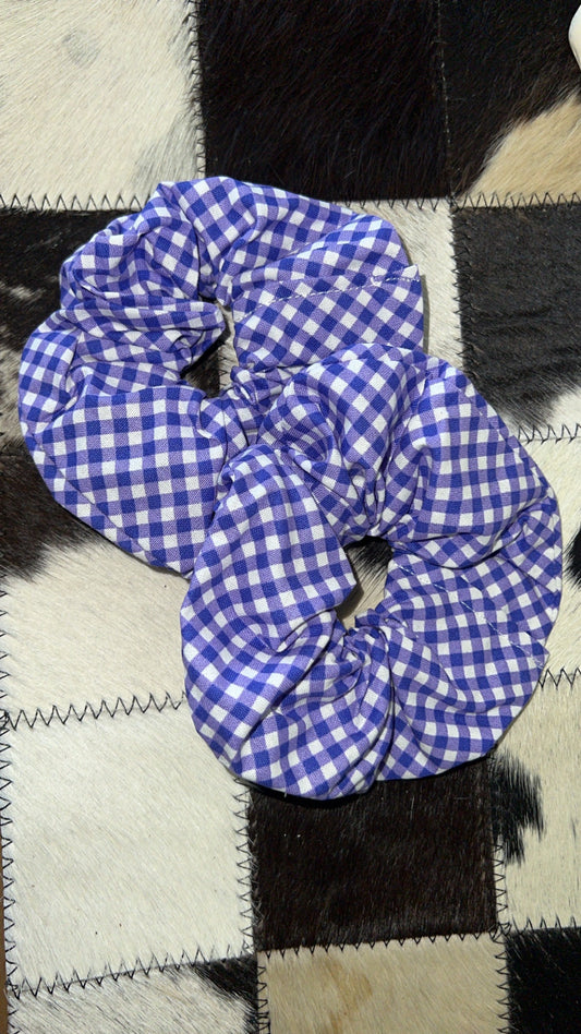 Purple check scrunchie