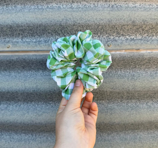 Green & White Gingham - Scrunchie