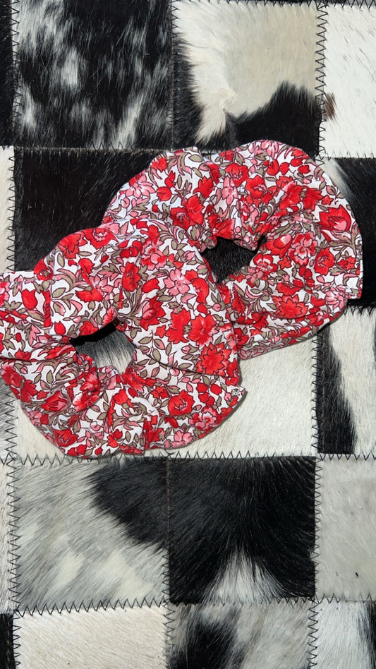 Red Floral scrunchie