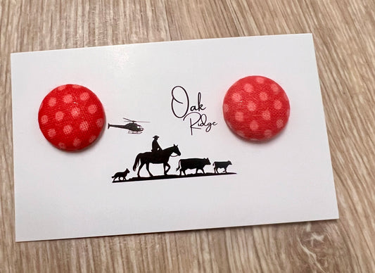 Red polka dot button earrings
