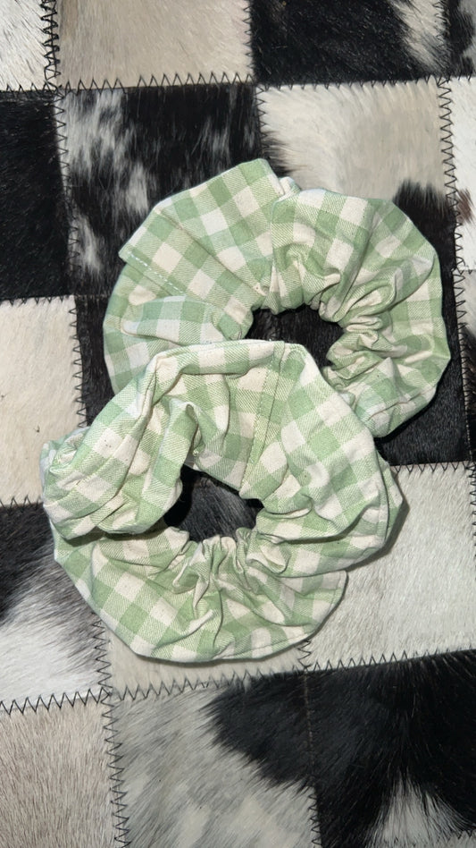 Green Check Scrunchie