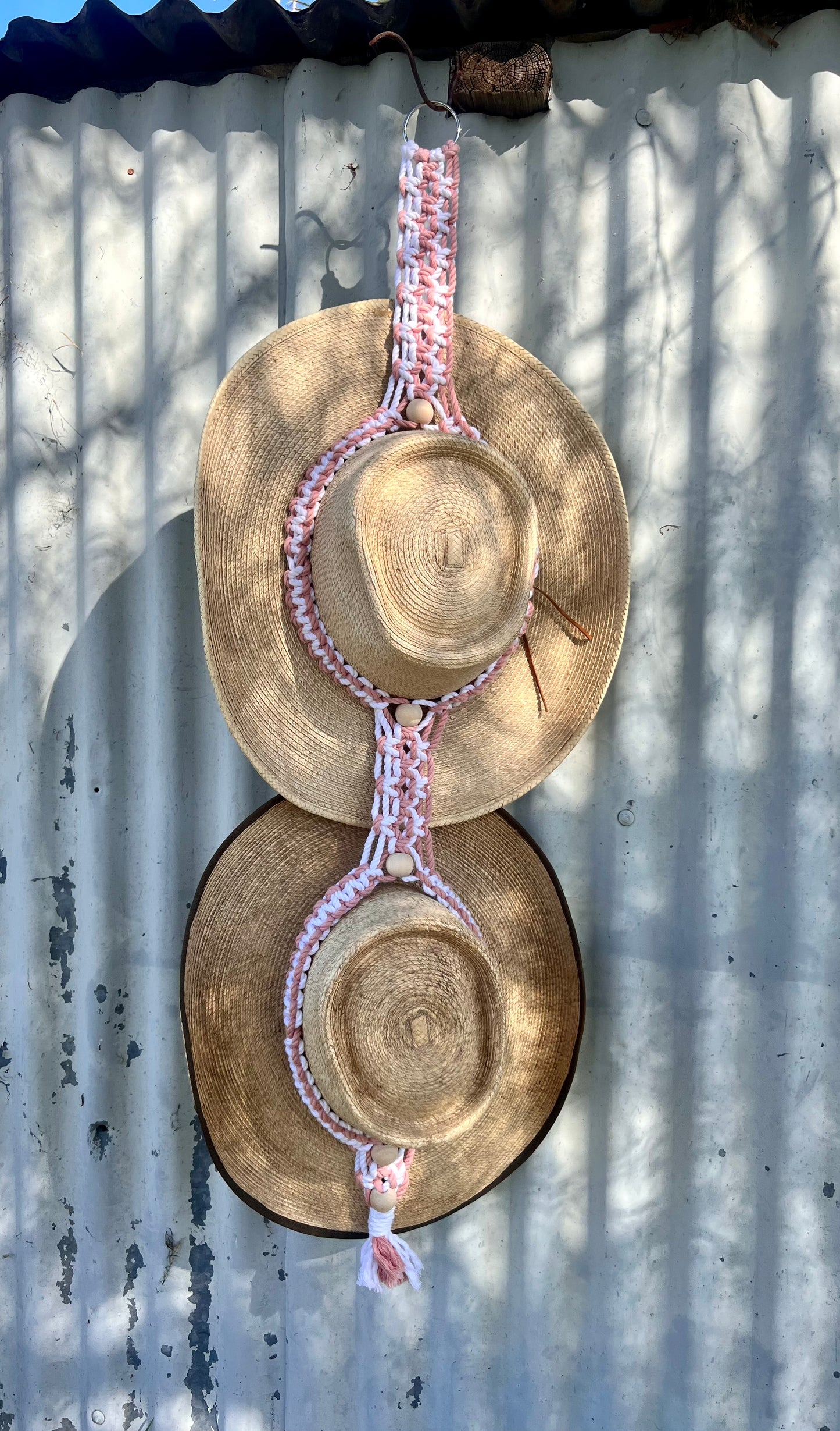 Double Pink & White Hat Hanger