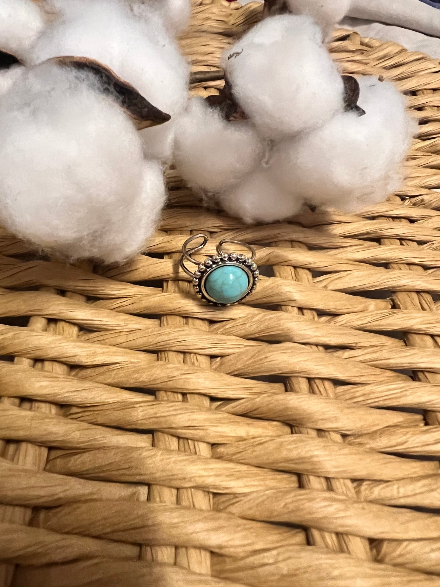 Western Turquoise Jewelry Cactus Sunburst Detail Rings
