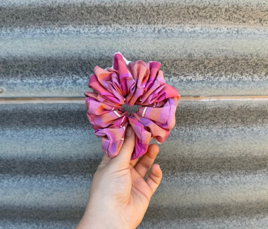 Pink & Orange Tartan - Scrunchie