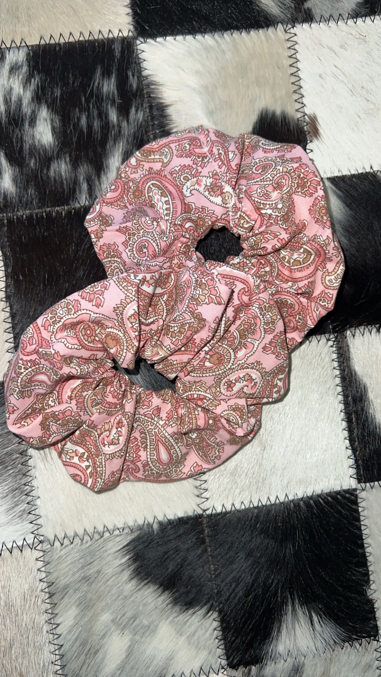 Pink Floral Scrunchie