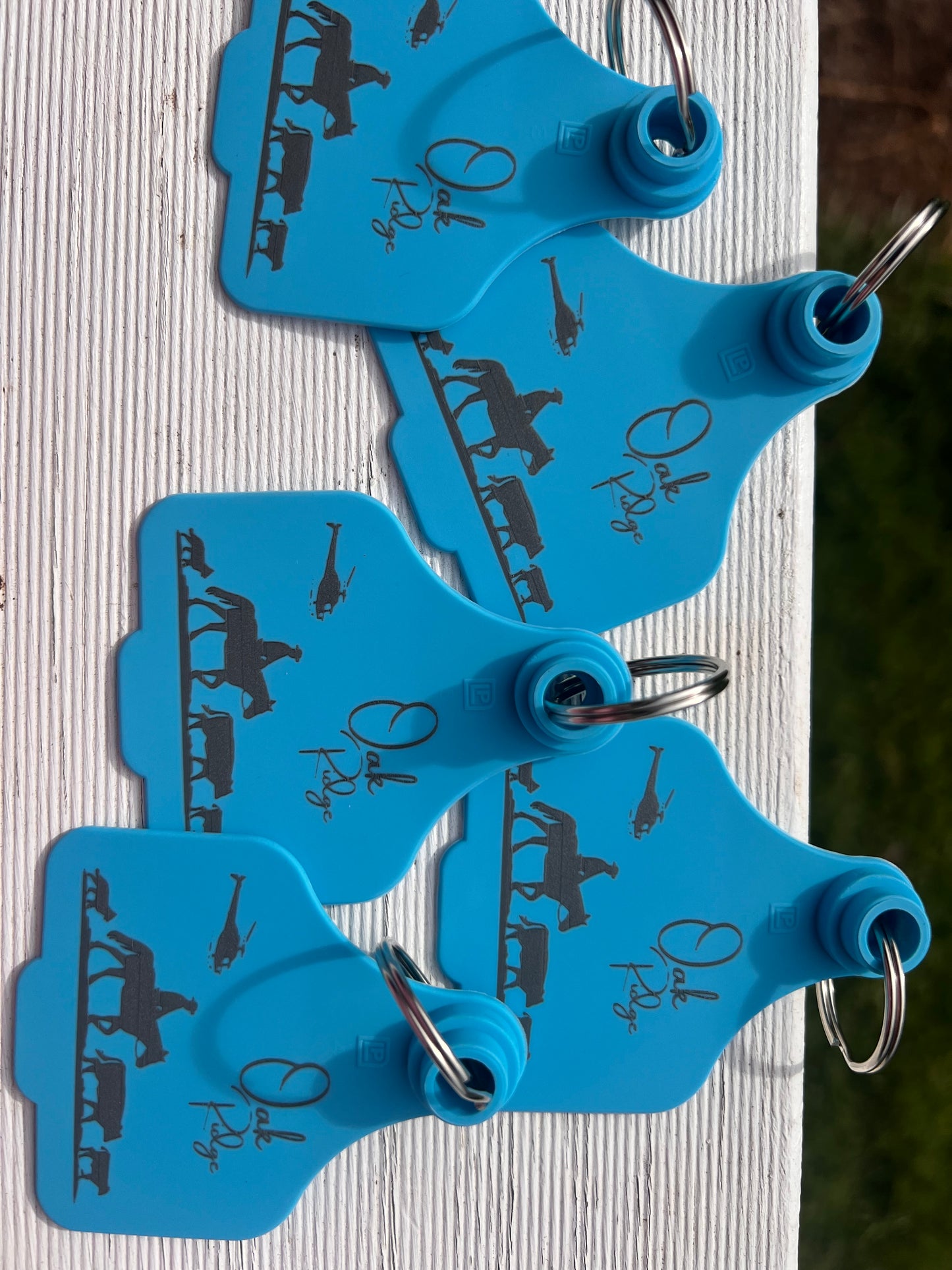 Blue Cattle Tag Keyring